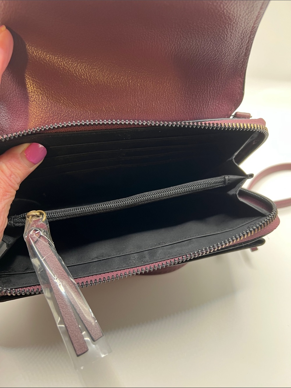 Women's Burgundy Plaid Crossbody Wallet - Unbranded - Picture 7 of 9